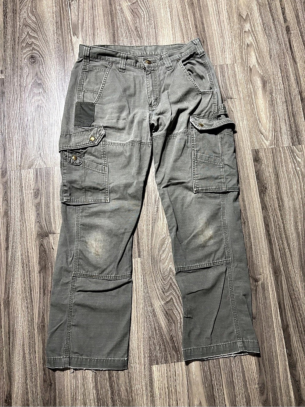 Vintage 90s Carhartt Carpenter Pants Baggy Thrashed Light Tan Canvas